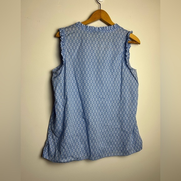 Talbots Blouse Top Women L Ruffle V-Neck Printed Lightweight Casual Minimalist - Picture 2 of 11